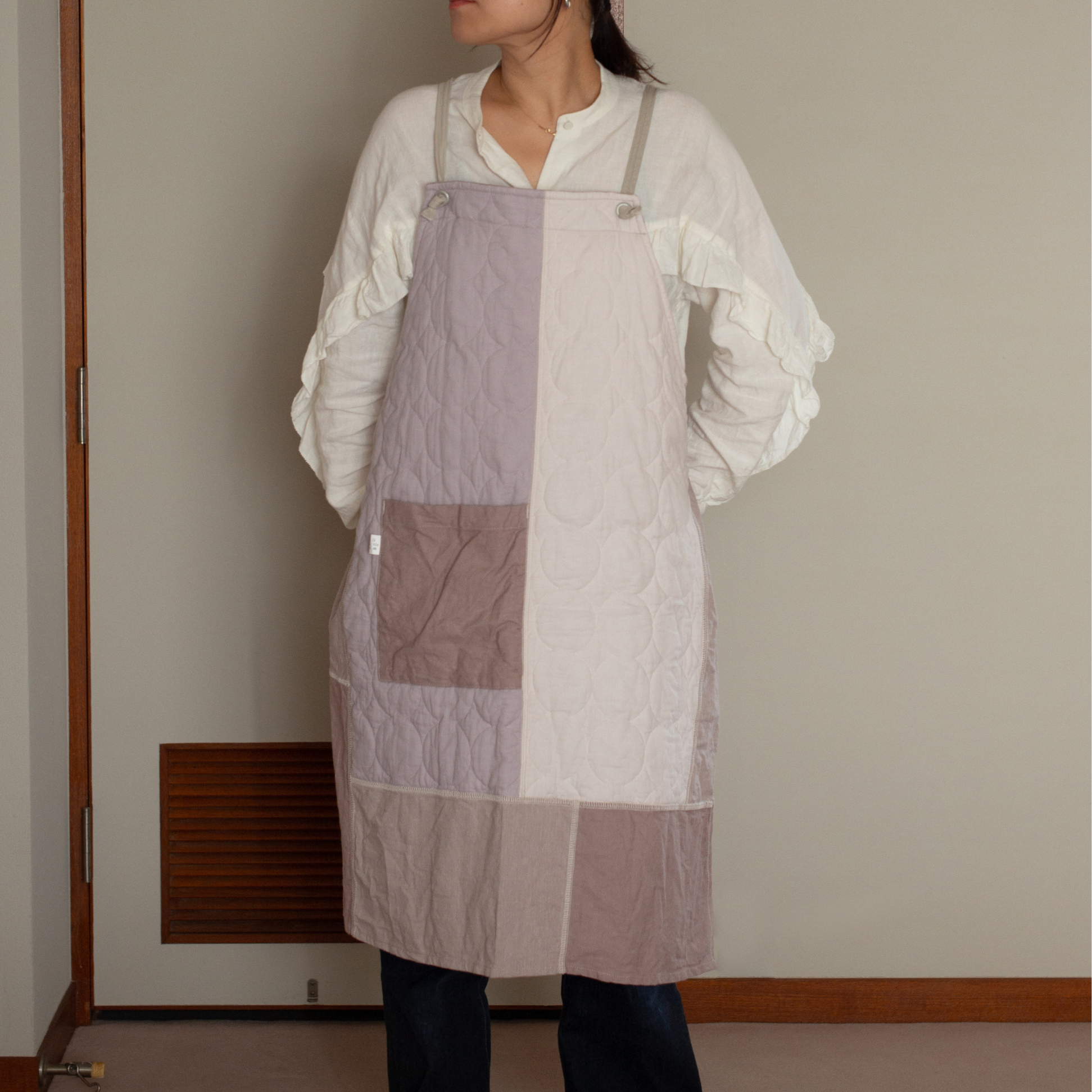 古布・アンティーク パッチワークエプロン フリーサイズ ハンドメイド